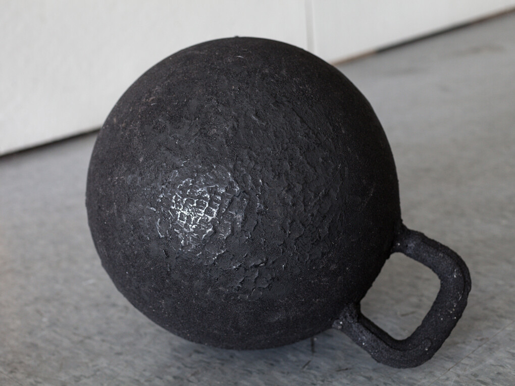 Claudia Cortinez and Carlos Vela-Prado, Cannon, 2013, Cast from a found bouncing ball 