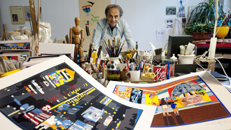Ugo Nespolo nel suo atelier