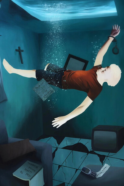 David Otaru, Drowning, 2024. Courtesy of Rele Gallery