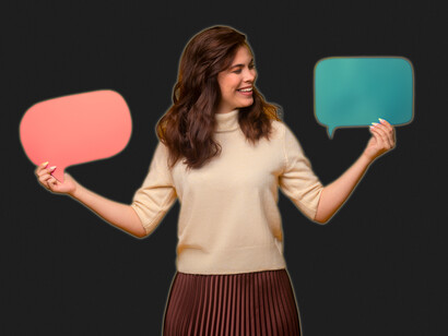 Donna che rappresenta il concetto di bilinguismo 