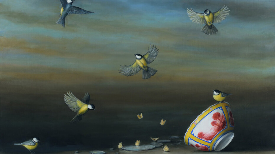 David Kroll, Landscape (six birds), 2024. Courtesy of Zolla Lieberman Gallery