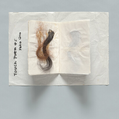 Yoko Ono (Japanese, born 1933), Touch Poem #5. c. 1960. Hair, ink on paper, 9 7/8 × 13 7/16″ (25 x 34.1 cm). Private collection. © Yoko Ono 2014