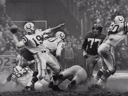 Robert Riger, The Golden Arm, Johnny Unitas, 1958. Courtesy of Brooklyn Museum