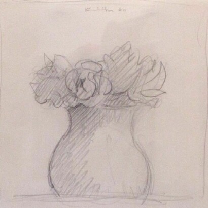 Kulicke,Flower Study, 1964, graphite on paper, 6.75x7 inches