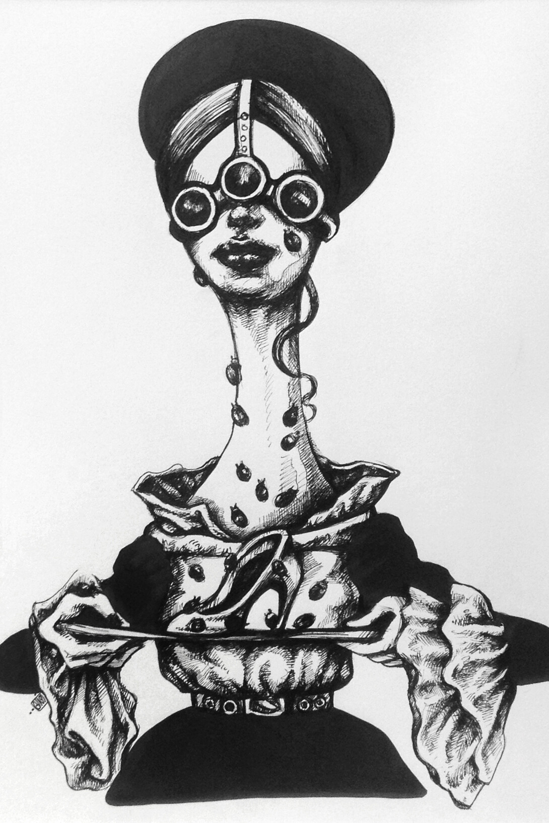 Afarin Sajedi, Cindarella, 50 x 60 cm, ink on paper, Dorothy Circus Gallery