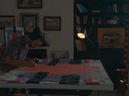 Youness Miloudi hard at work all throughout the evening trying to get his art just right photo by Walid Biya