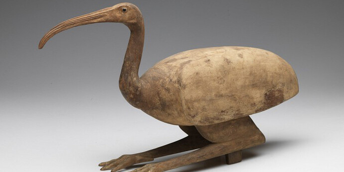 Unknown artist, Egyptian, Coffin for an ibis, 664-30 BCE or later, Wood and glass, 31.6 x 54 x 15.5 cm (12 7/16 x 21 1/4 x 6 1/8 inches) Anonymous gift 57.001