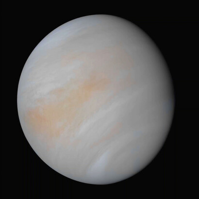 An actual colour photo of Venus, adapted from NASA