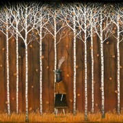 Andy Kehoe, Strolling Through a Close Enchantment, oil, acrylic, polymer clay and resin in wood box, 30 x 20 inches, (76.20 x 50.80 cm)