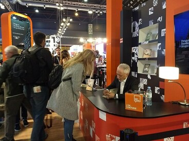 Nobel Prize-winning writer J. M. Coetzee participates in a book-signing event at the Buenos Aires Book Fair in Argentina
