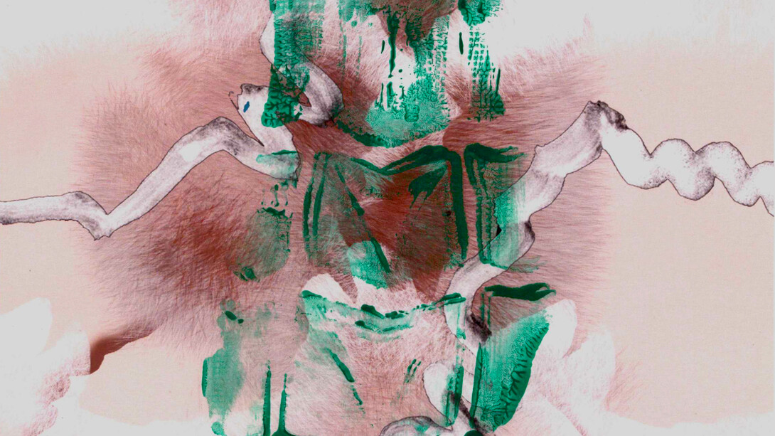 Detalle de una de las obras expuestas en «Miradas Vitales», CCE Tegucigalpa, intervenciones de niñas y niños con autismo, desarrollado en residencia por la artista-fotógrafa costarricense Flavia Sánchez Cabezas