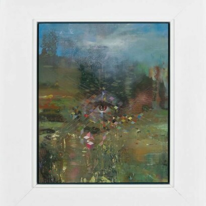 Aaron Holz, Wider than the Sky, 2013, oil, acrylic & resin on panel, 23” x 20.25”