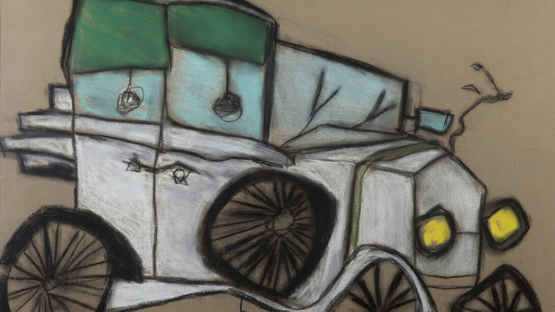 Pat Douthwaite, Bentley, c.1977, pastel, 52.5 x 73.5 cm