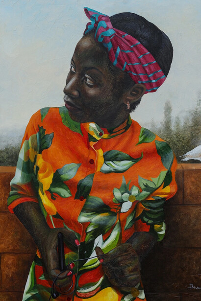 Bwambale Wesely, Look far away , 2024. Courtesy of Thierry Goldberg Gallery 