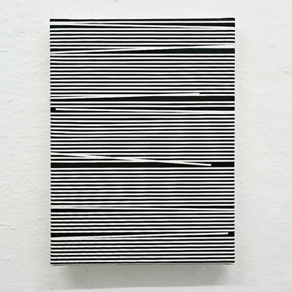 Esther Stocker, Untitled, 2021, acrylic on cotton, 40x30 cm. Courtesy the artist and the gallery