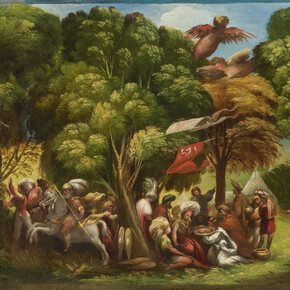 Dosso Dossi, The arrival of the trojans at the Strophades islands and the attack of the harpies (detail), 1520 - 1526. Courtesy of Museo Nacional del Prado