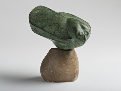 Gertrude Hermes, Moth (car mascot), 1926, polished bronze mounted on alabaster base, 10 x 20 x 10 cm. Photo credit Alex Ramsay © The Gertrude Hermes Estate