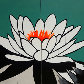 Pure Evil, Lotus 2015, Spray and Ink on Canvas, 60” x 96”, Copyright Pure Evil
