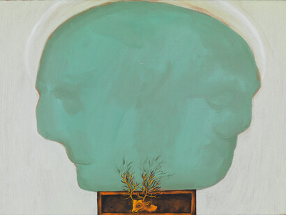 Enzo Cucchi: Senza titolo, oil on canvas, 2013, 30 x 40 cm