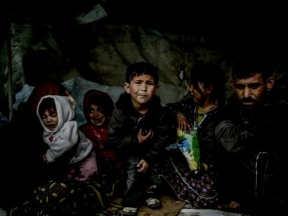 Una familia de refugiados sirios