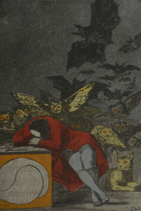 Salvador Dalí, intervención al Capricho núm. 43 de Goya