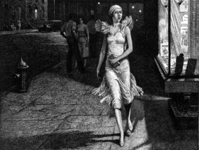 Martin Lewis (1881 – 1962). "Noche en Nueva York". 1932. Instituto de Arte de Chicago, EE.UU.