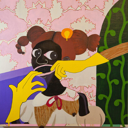 Alexandria Smith, Portrait of a Night Woman, 2013, Acrylic, mixed media on panel, 36 x 36 inches