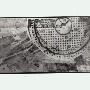 Sari Dienes, NYC, c. 1953–1955, Ink on webril, 36 x 72 inches, Private Collection of Pamela Jarvis, NY. © Sari Dienes Foundation/ Licensed by VAGA, New York, NY.