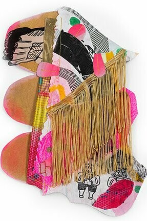 Jackie Milad, La Cueva de la Sirena Series - 6, 2023 | 15.25 x 11 inches / 38.7 x 27.9 cm, mixed-media canvas collage. Courtesy of the artist and Pentimenti Gallery