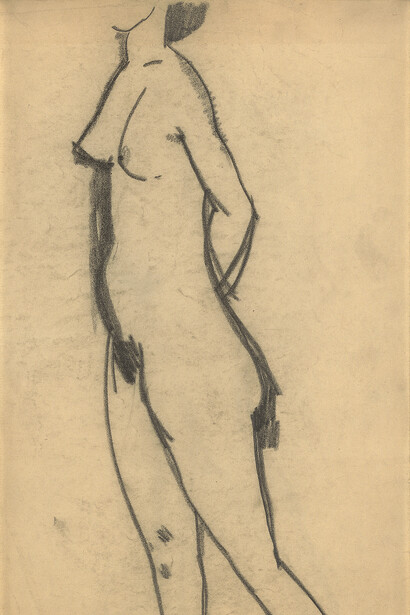 Standing Nude, 1908, Black crayon, 43 x 26.7 cm, Courtesy: Richard Nathanson, London