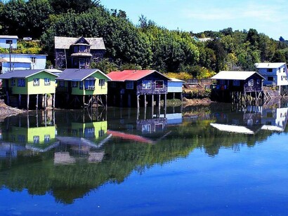 Palafitos, Isla Mechuque, arcipelago di Chiloé, Cile