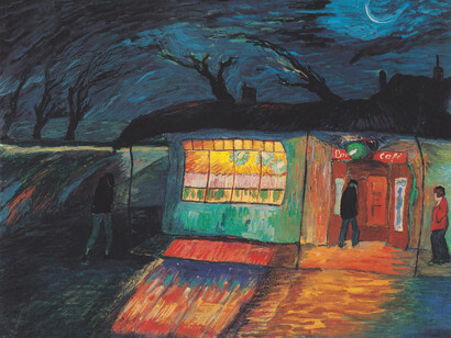 Marianne von Werefkin, Sturmwind, um 1915-1917. Öl auf Papier, 47 x 62 cm. Albertina, Wien