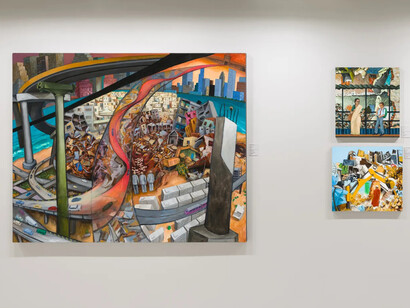 Sudhir Patwardhan, Cities. Built, broken, exhibition view. Courtesy of Vadehra Art Gallery