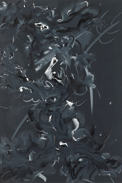Fiona Rae, Figure 1l, 2014, Oil and acrylic on canvas, 72 x 51 in. / 183 x 129.5 cm © the artist. Courtesy Timothy Taylor Gallery, London, Photograph: Prudence Cuming Associates Ltd.