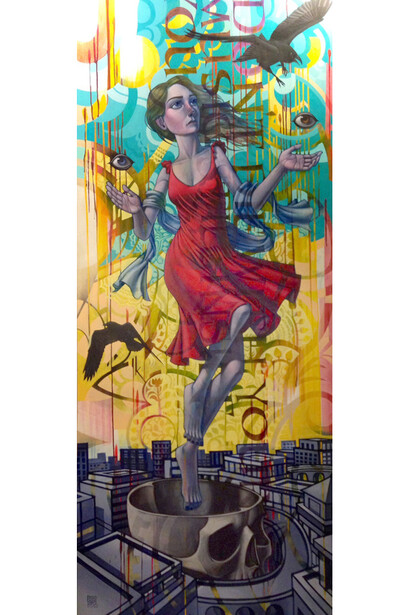 John Park, Apotheosis, Mixed media on wood panel, framed, 36″ x 72″