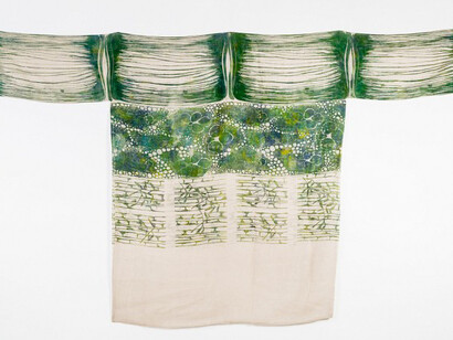 Barbara Stutz, Swiss, b. 1994, Bamboo–A Close Up, 2017, Screenprinted cotton leno weave
Center back length: 125.7 cm (49 1/2 inches)
TL54.2017.29
