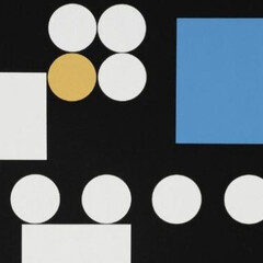 Sophie Taeuber-Arp, Composition à rectangles, cercles, carré et carré de cercles (detail), 1933. Courtesy of Schneider Museum of Art