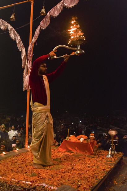 Men Performing a Ritual, Varanasi, UP, India