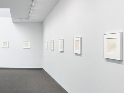 Agnes Martin, On a clear day, exhibition view. Courtesy of Krakow Witkin Gallery