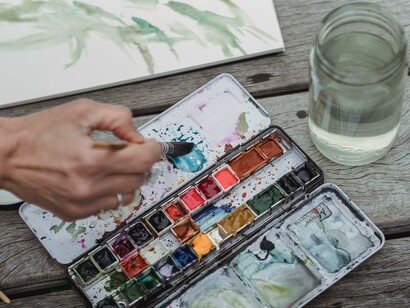Person using watercolour paints