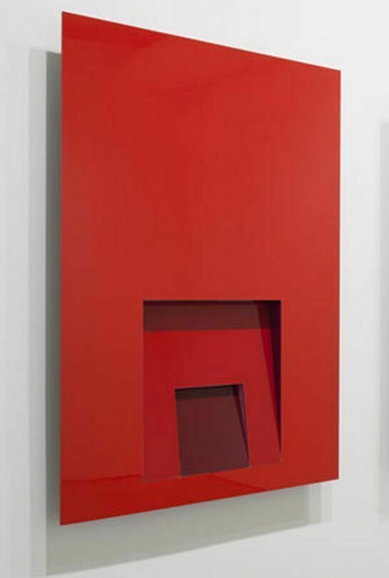 Gregory Johnston, L’Inevitable Esponenziale (Rosso), Enamel on aluminum , 2014, 40 x 30 x 2.5 inches
