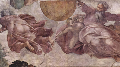 Michelangelo Buonarroti; Creación de el sol y la luna, s. XVI, Capilla Sixtina, Roma (detalle)