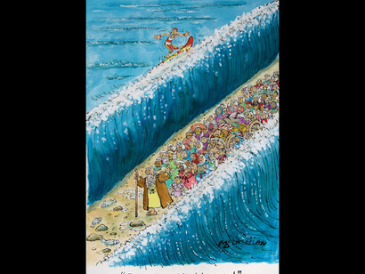 ‘For Crying Out Loud, Hurry Up!’, Edward Mclachlan (BORN 1940) . Courtesy of Chris Beetles Gallery 