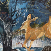 Mark Adams, Deer and coyote (detail). Courtesy of the Schoolhouse Gallery