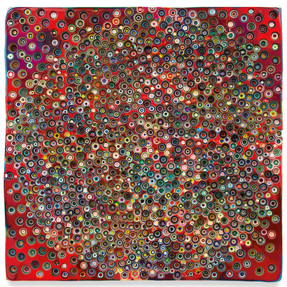 Markus Linnenbrink, YOURPULSE(OUTOFREACH), 2022, epoxy resin and pigments on wood, 60x60 inches, 152.4x152.4 cm. Courtesy of the artist and Miles McEnery, NYC