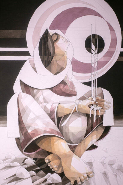 Wadeei Khaled, A mother on the borders of memory (detail), 2026. Courtesy of Artbooth Gallery