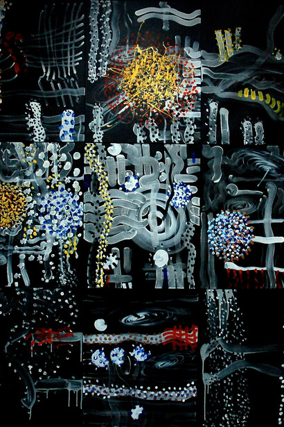 Peter Wayne Lewis, Brain In cosmic Space, 2014, acrylic on linen, 90 x 66 inches. Courtesy of the artist and Skoto Gallery