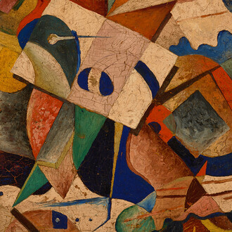 OSwaldo Vigas. Composición IV. 1943- Oil on cardboard. 32 x 32 cm