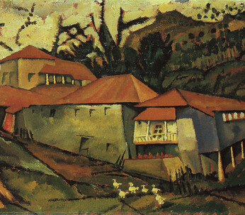 Casa do Ribeiro, 1913. Huile sur bois, 29,5 x 51,7 cm. Collection privée, Porto.
