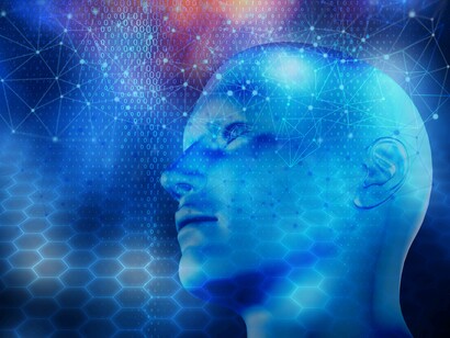Illustrazione di cervello umano con sinapsi: "Eppure, le macchine dotate di agency, di capacità di prendere decisioni, sono considerate da noi umani come “macchine intelligenti”